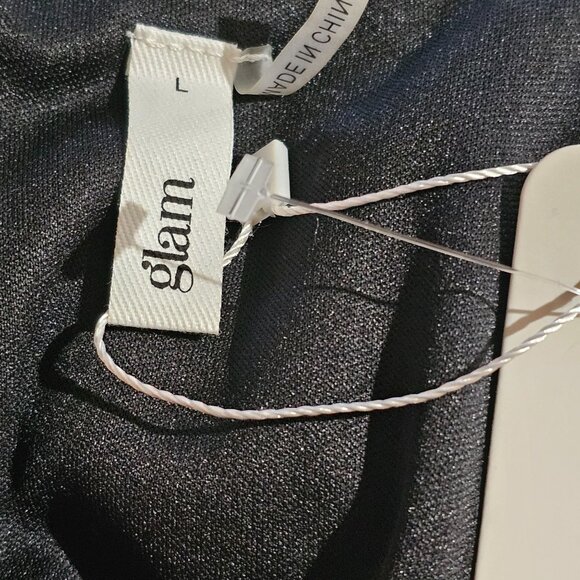 Glam Women's Ruffle Drop Waist Flowy Square Neck Little Black Dress LBD Mini, L - Picture 7 of 8